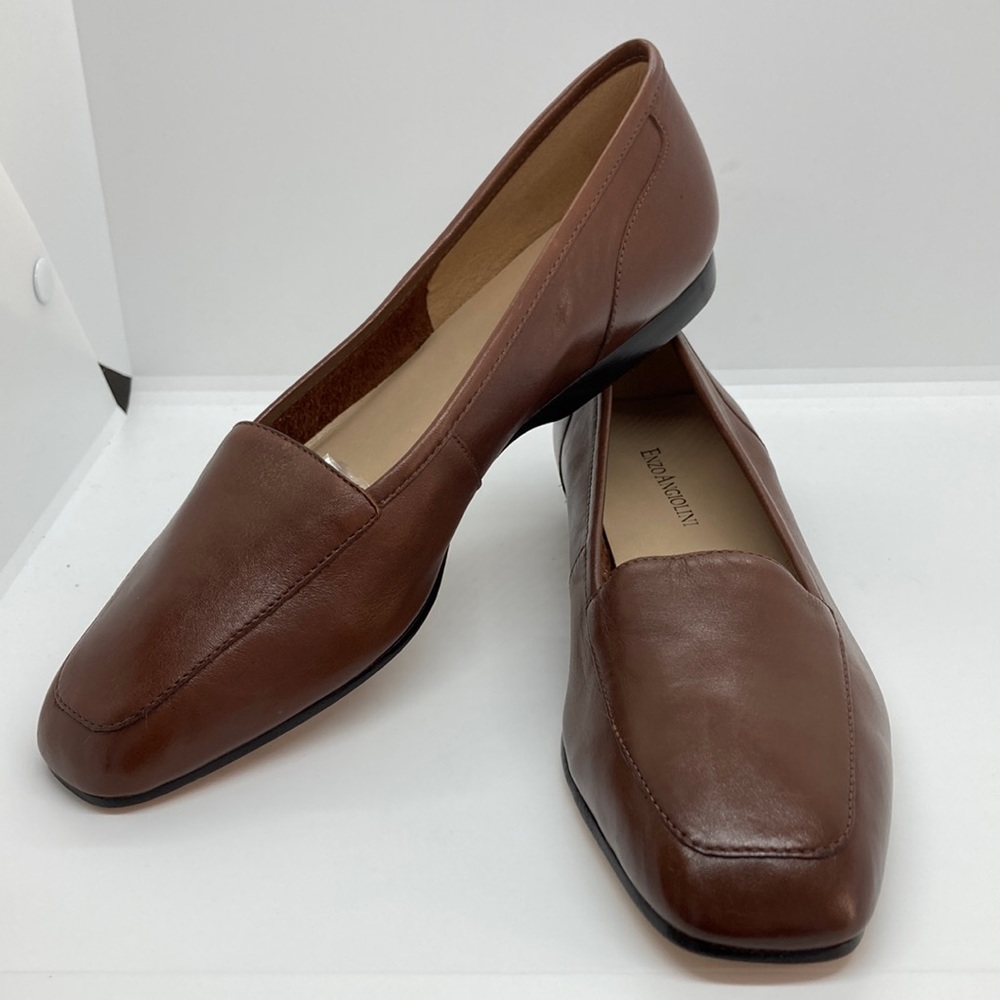 New Enzo Angiolini Chestnut Brown Leather Liberty Flat/Loafer- Size 8N